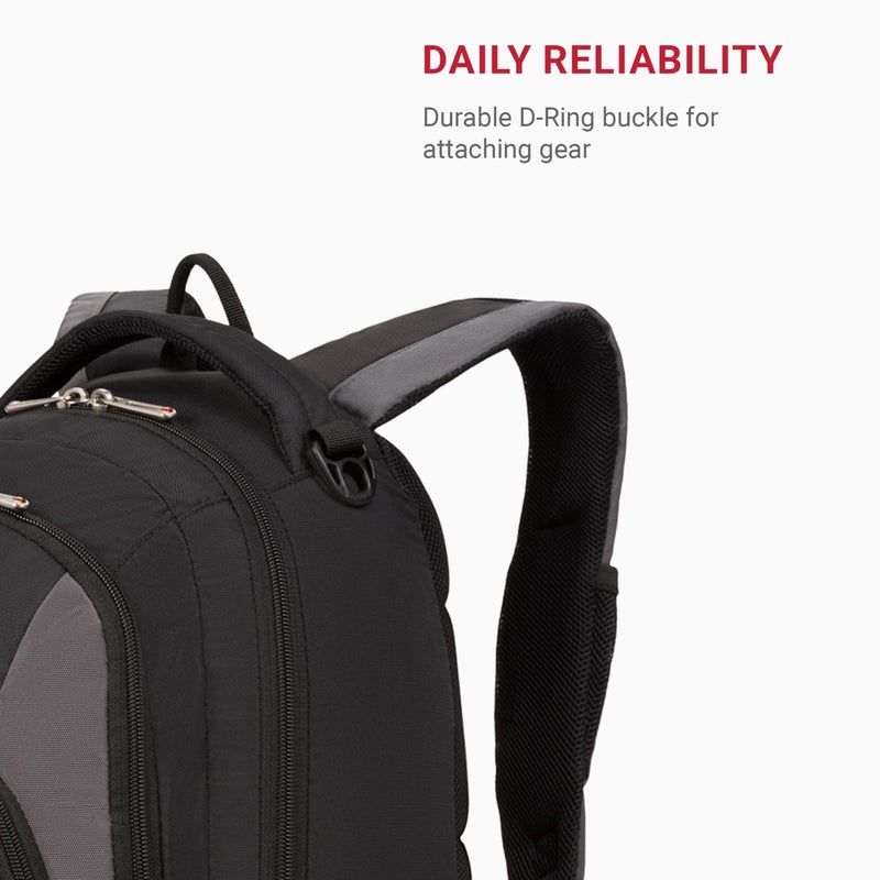 SwissGear 1186 Bungee Backpack, Black/Grey, 17-Inch - Image 4