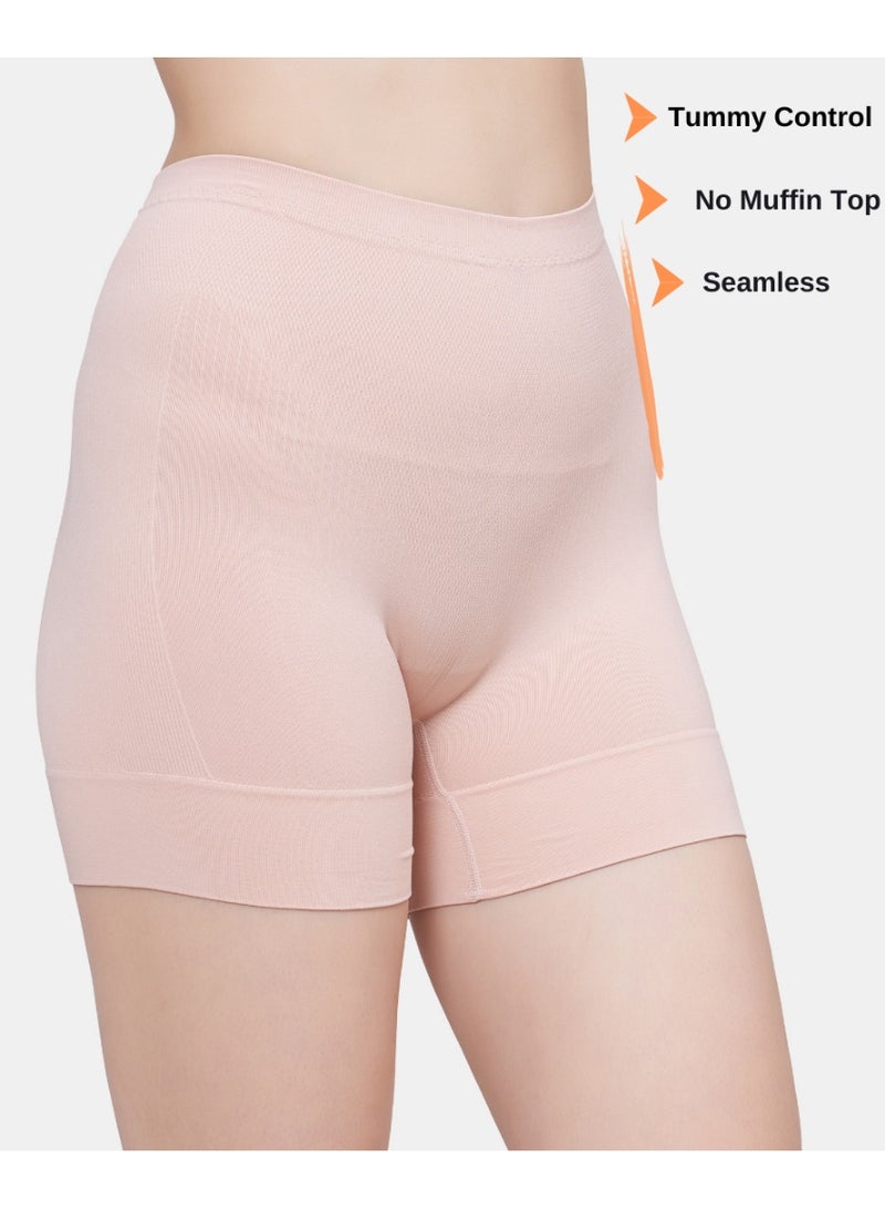 Glamroot Seamless High Waist Tummy Control Shapewear Boyshort Panty, Size M -XXL, Black/Beige (Pack Of 2) - Image 3