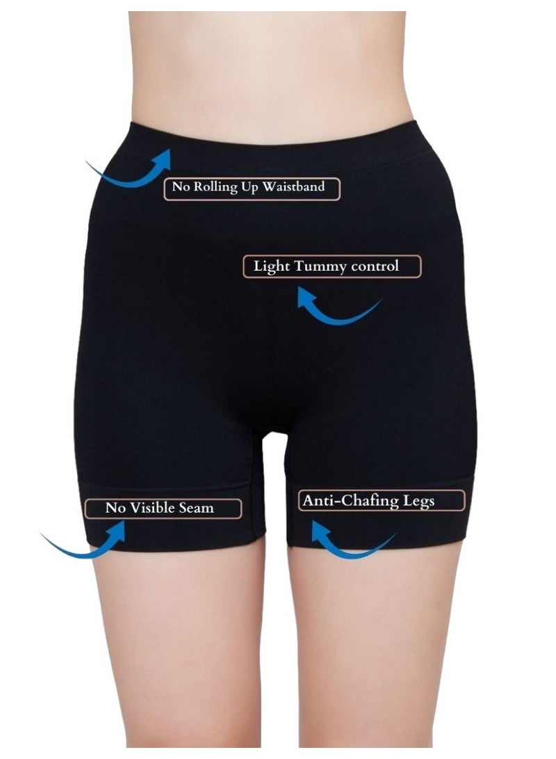 Glamroot Seamless High Waist Tummy Control Shapewear Boyshort Panty, Size M -XXL, Black/Beige (Pack Of 2) - Image 2