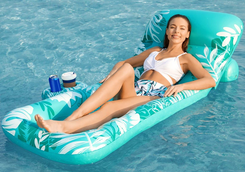 Jasonwell Inflatable Pool Float Adult - Pool Floaties Lounger Floats Floating Chair Raft with Adjustable Backrest Cup Holders Water Floaty Lake Lounge Tanning Floats Beach Party Toys for Adults - Image 1