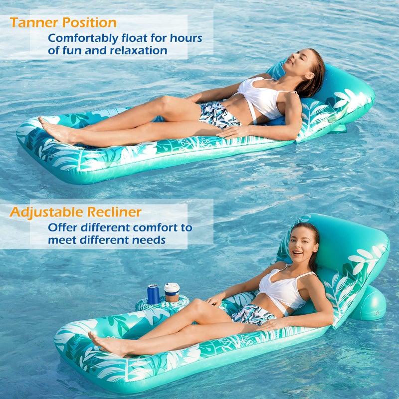 Jasonwell Inflatable Pool Float Adult - Pool Floaties Lounger Floats Floating Chair Raft with Adjustable Backrest Cup Holders Water Floaty Lake Lounge Tanning Floats Beach Party Toys for Adults - Image 3