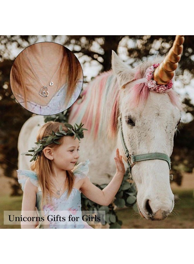 Hidepoo Unicorn Necklace for Teen Girls, 14K White Gold Plated Initial O Pendant Unicorn Necklace Unicorns Gifts for Girls Heart Pendant Unicorn Necklace Girls Jewelry Birthday Gifts for Girls Age 6-8 - Image 4