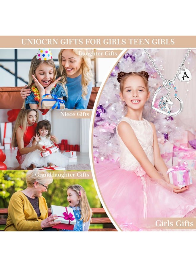 Hidepoo Unicorn Necklace for Teen Girls, 14K White Gold Plated Initial O Pendant Unicorn Necklace Unicorns Gifts for Girls Heart Pendant Unicorn Necklace Girls Jewelry Birthday Gifts for Girls Age 6-8 - Image 3