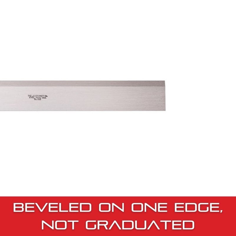 Starrett Steel Straight Edge with Bevel Edge, Not Graduated - Quick Reading, 12" Length, 11/64" Thickness, 1-13/32" Width, +/- .0002" per Foot Accuracy - 385-12 - Image 3