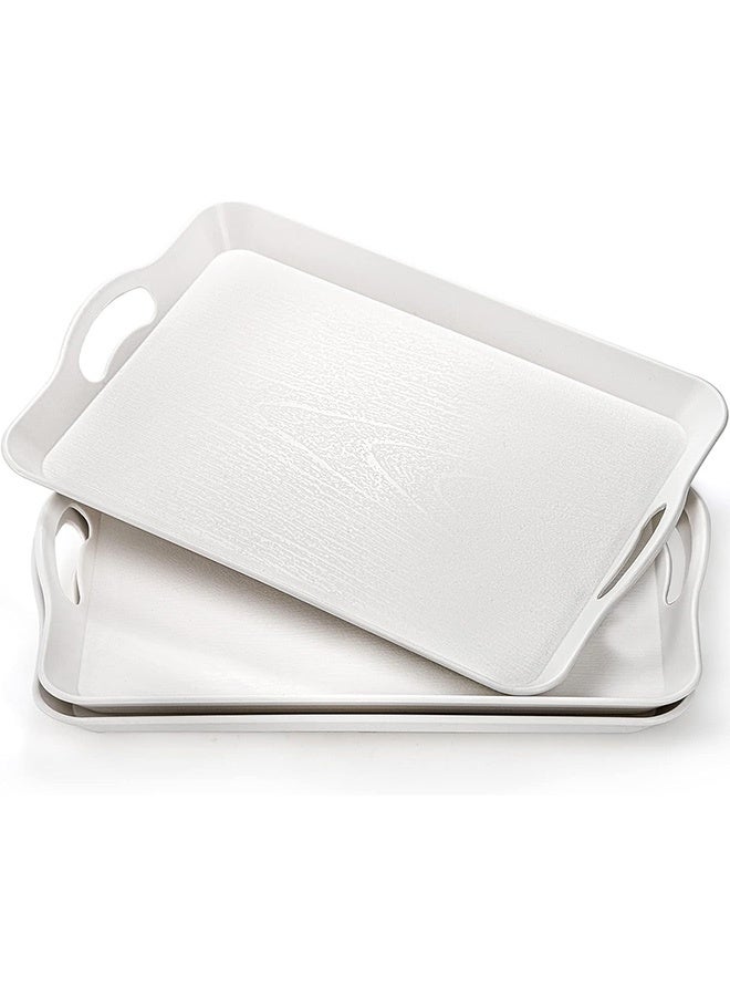 3 Pack Serving Trays with Handles, Reusable Serving Platters, Stackable Kitchen CounterTop Tray, for Cookie, Appetizer, Charcuterie, Snack, Dessert, Restaurant, Party Food Display (41 * 28cm, 3Pcs)  - Image 1