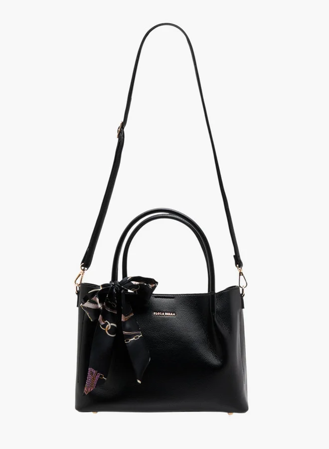 Flora Bella By Shoexpress Women Solid Tote Bag with Scarf Accent and Detachable Strap