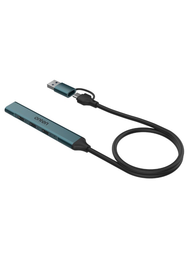 أونتن موزع ONTEN OTN-UCA9703S (بمنفذي USB-C وUSB-A وأربعة منافذ إجمالاً)، محول OTG بمنفذ Type-C وUSB 3.0، يدعم نقل البيانات بسرعة عالية تصل إلى 5 جيجابت في الثانية، يدعم خاصية التوصيل والتشغيل (Plug & Play)، يتميز بتصميم مدمج من سبائك الألومنيوم؛ متوافق مع أجهزة الكمبيوتر المحمول والهواتف الذكية والأجهزة اللوحية وأجهزة USB-C والملحقات الطرفية. - Image 3