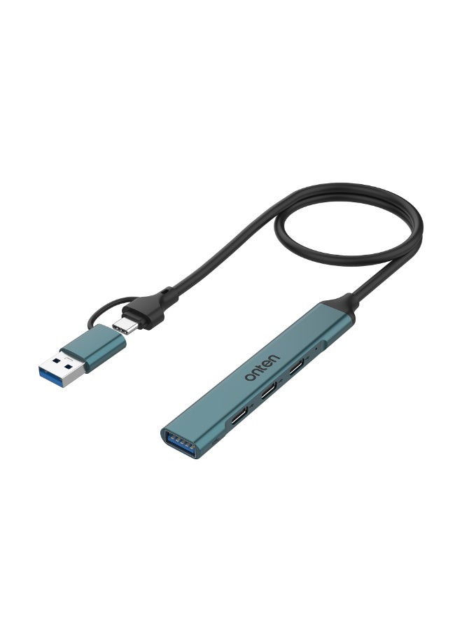 أونتن موزع ONTEN OTN-UCA9703S (بمنفذي USB-C وUSB-A وأربعة منافذ إجمالاً)، محول OTG بمنفذ Type-C وUSB 3.0، يدعم نقل البيانات بسرعة عالية تصل إلى 5 جيجابت في الثانية، يدعم خاصية التوصيل والتشغيل (Plug & Play)، يتميز بتصميم مدمج من سبائك الألومنيوم؛ متوافق مع أجهزة الكمبيوتر المحمول والهواتف الذكية والأجهزة اللوحية وأجهزة USB-C والملحقات الطرفية. - Image 4
