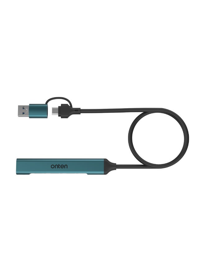 أونتن موزع ONTEN OTN-UCA9703S (بمنفذي USB-C وUSB-A وأربعة منافذ إجمالاً)، محول OTG بمنفذ Type-C وUSB 3.0، يدعم نقل البيانات بسرعة عالية تصل إلى 5 جيجابت في الثانية، يدعم خاصية التوصيل والتشغيل (Plug & Play)، يتميز بتصميم مدمج من سبائك الألومنيوم؛ متوافق مع أجهزة الكمبيوتر المحمول والهواتف الذكية والأجهزة اللوحية وأجهزة USB-C والملحقات الطرفية. - Image 2