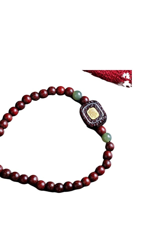 Purple Qi From The East Old Material Indian Small-leaf Sandalwood Bracelet With Hetian Jade And Zhaji Lamu Buddha Beads Prayer Beads For Men And Women Couples - Image 3