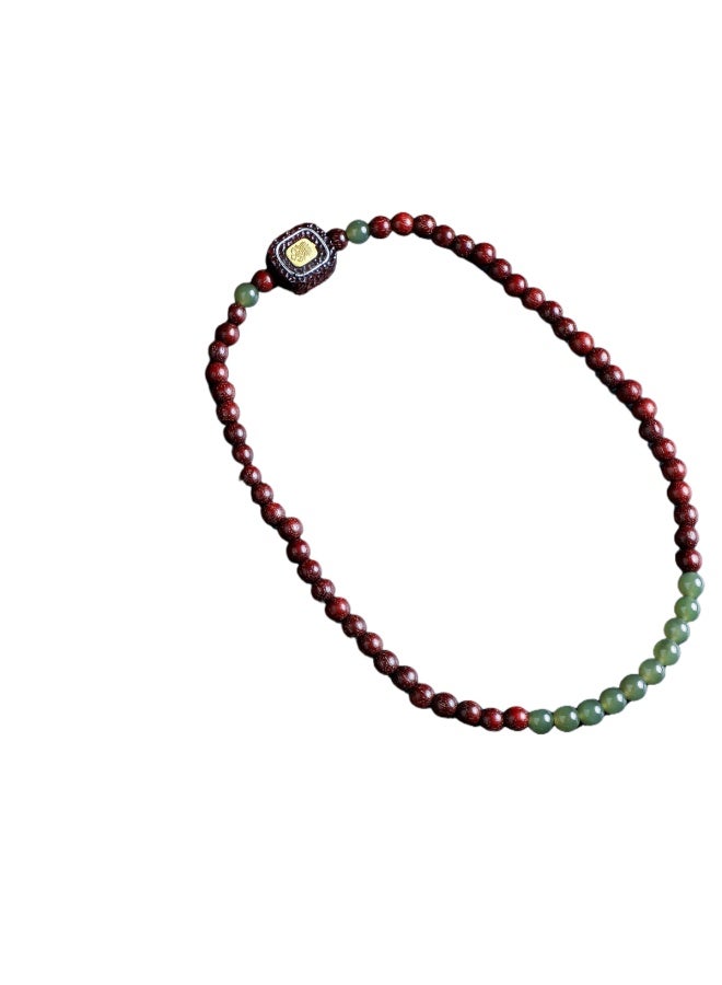 Purple Qi From The East Old Material Indian Small-leaf Sandalwood Bracelet With Hetian Jade And Zhaji Lamu Buddha Beads Prayer Beads For Men And Women Couples - Image 5