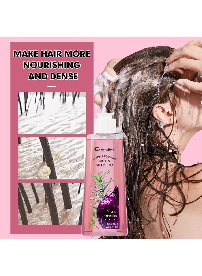 GUANJING Onion Rosemary Biotin Shampoo 200 ml Hair Growth Anti Hair Fall Strengthening Nourishing Shampoo - Image 4