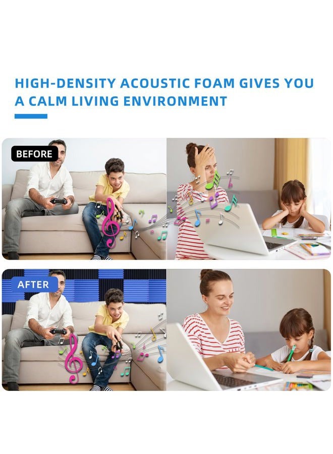 TEMGCUAM 56 Pack Acoustic Foam Panels |1 "x12 "x12" Rapid Recovery Acoustic Wall Panels |High Density Sound Reducing Panels for Home Studio |With Adhesive Stickers 280PCS (28 Black+28 Blue) - Image 4