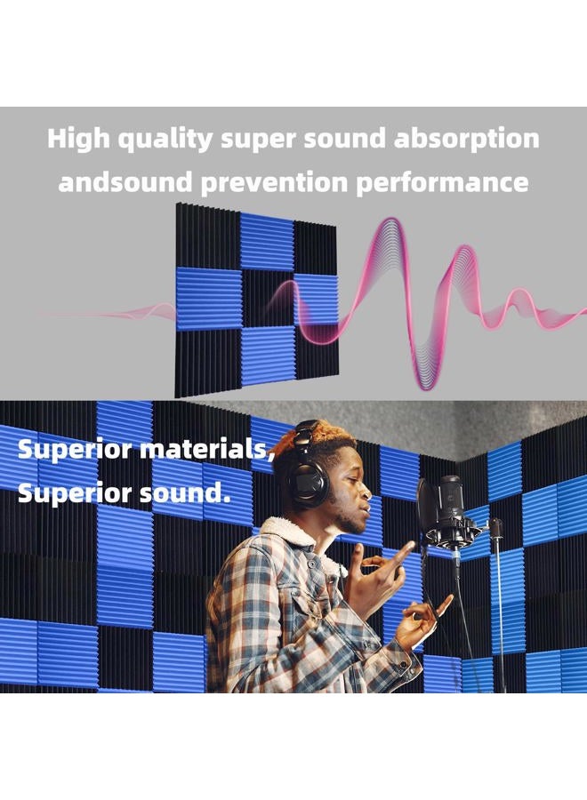 TEMGCUAM 56 Pack Acoustic Foam Panels |1 "x12 "x12" Rapid Recovery Acoustic Wall Panels |High Density Sound Reducing Panels for Home Studio |With Adhesive Stickers 280PCS (28 Black+28 Blue) - Image 5