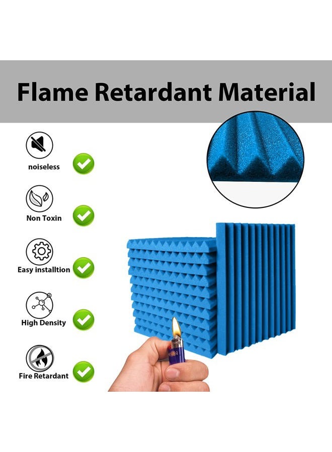 TEMGCUAM 56 Pack Acoustic Foam Panels |1 "x12 "x12" Rapid Recovery Acoustic Wall Panels |High Density Sound Reducing Panels for Home Studio |With Adhesive Stickers 280PCS (28 Black+28 Blue) - Image 3