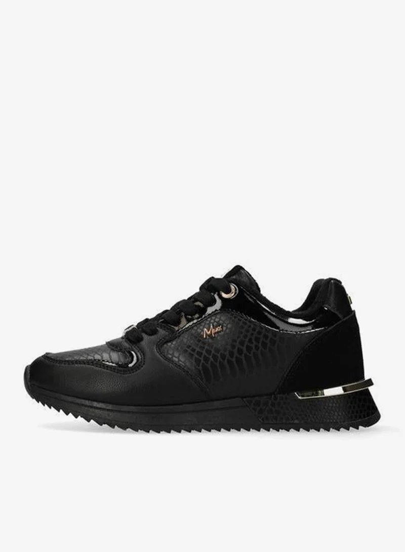 Mexx BLACK Textured Sneakers with Lace-Up Closure and Metal Accent for Women | Best Price UAE