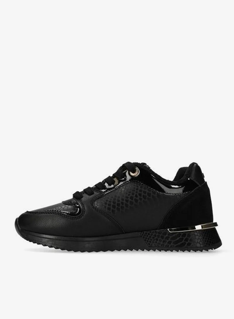 Mexx BLACK Textured Sneakers with Lace-Up Closure and Metal Accent for Women | Best Price UAE