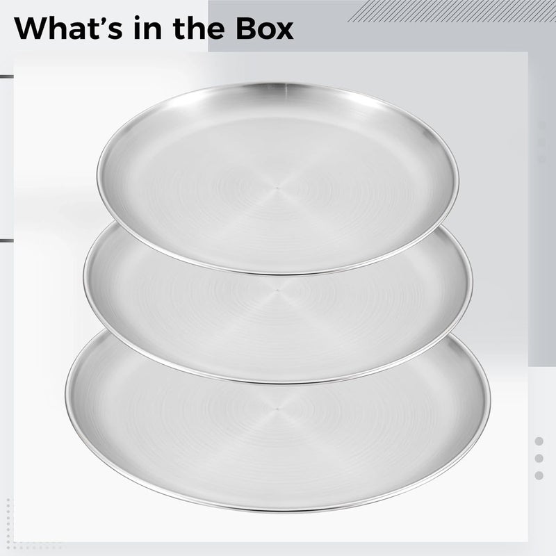 Pizza Pan 3 Pcs Stainless Steel for Oven, Includes 9.1 In/23 Cm, 10.2 In/26 Cm, and 11.8 In/30 Cm Non Stick Pans, Versatile Cooking - Image 3