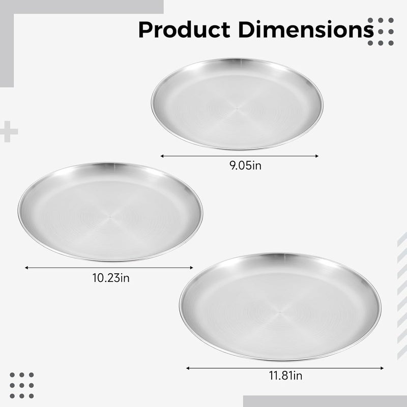 Pizza Pan 3 Pcs Stainless Steel for Oven, Includes 9.1 In/23 Cm, 10.2 In/26 Cm, and 11.8 In/30 Cm Non Stick Pans, Versatile Cooking - Image 2