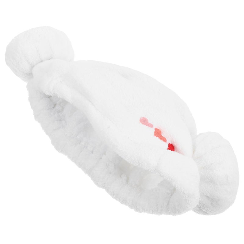 White Cotton Quick Dry Hair Towel Wrap With Heart Pattern Soft Absorbent Turban - Image 2