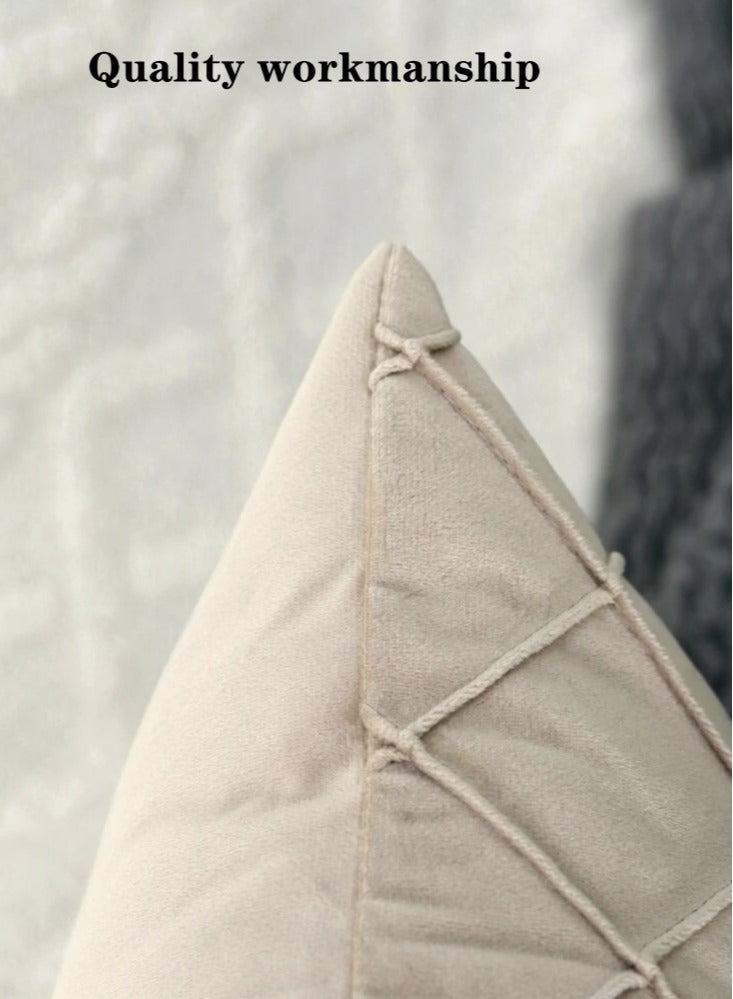 Kutis 4-Piece Plush Pillow Cover Throw Pillowcase Sofa Pillow Cover Beige 45x45 Centimeter  - Image 4