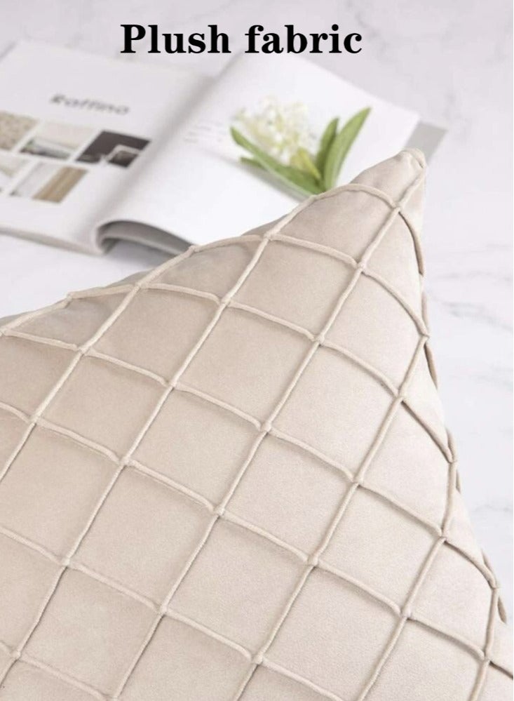 Kutis 4-Piece Plush Pillow Cover Throw Pillowcase Sofa Pillow Cover Beige 45x45 Centimeter  - Image 3