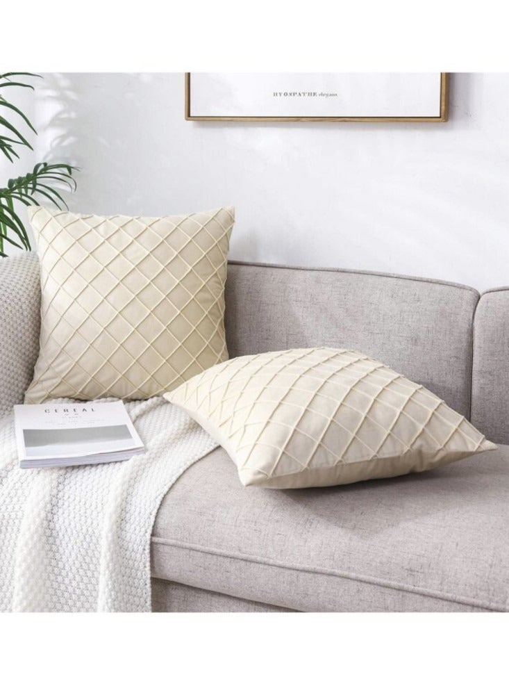 Kutis 4-Piece Plush Pillow Cover Throw Pillowcase Sofa Pillow Cover Beige 45x45 Centimeter  - Image 2