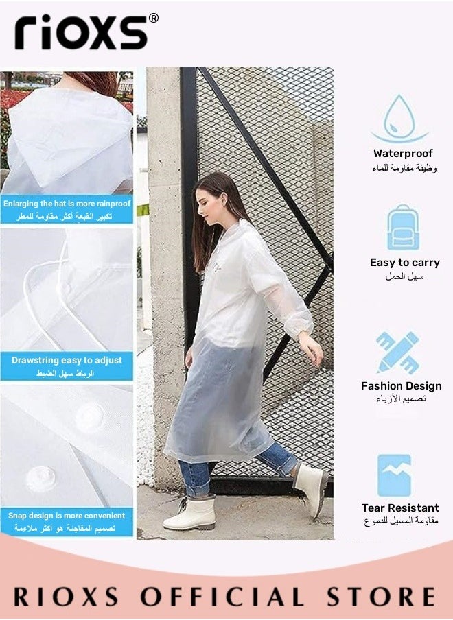 RIOXS - 3 Pcs Adults Men And Women Waterproof Raincoat Portable Eva Long Rain Ponchos With Hoods Elastic Sleeves Lightweight Rainwear Cape Reusable For Outdoor Cycling Hiking Camping Climbing - Image 1
