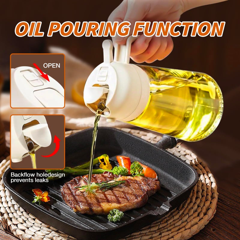 ‎YARRAMATE YARRAMATE Oil Sprayer for Cooking, 2 in 1 Olive Oil Dispenser Bottle for Kitchen, 16oz/470ml Premium Glass Oil Bottle, Food-grade Oil Mister for Air Fryer, Salad, Frying, BBQ (Creamy White) - Image 5