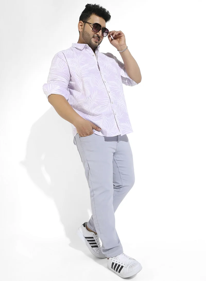 Instafab Plus Instafab Plus Men's Lilac Contrast Pinstriped Shirt For Casual Wear | Spread Collar | Long Sleeve | Button Closure | Rayon Flex Shirt Crafted With Comfort Fit For Everyday Wear