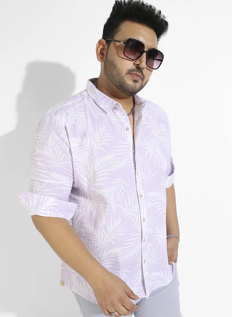 Instafab Plus Instafab Plus Men's Lilac Contrast Pinstriped Shirt For Casual Wear | Spread Collar | Long Sleeve | Button Closure | Rayon Flex Shirt Crafted With Comfort Fit For Everyday Wear