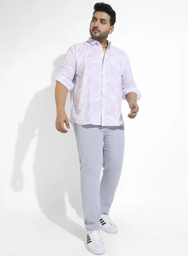 Instafab Plus Instafab Plus Men's Lilac Contrast Pinstriped Shirt For Casual Wear | Spread Collar | Long Sleeve | Button Closure | Rayon Flex Shirt Crafted With Comfort Fit For Everyday Wear