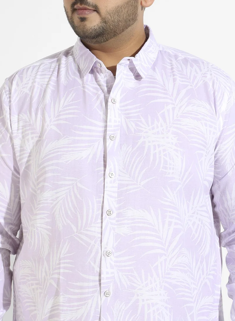 Instafab Plus Instafab Plus Men's Lilac Contrast Pinstriped Shirt For Casual Wear | Spread Collar | Long Sleeve | Button Closure | Rayon Flex Shirt Crafted With Comfort Fit For Everyday Wear