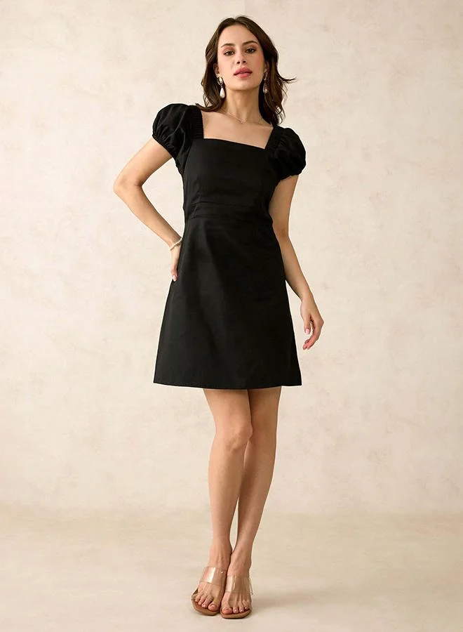 Virgio VIRGIO Cotton Stretch Puff Sleeve Mini Dress