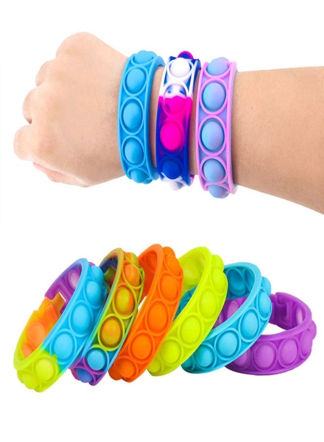 VGRASSP Pop It Fidget Sensory Toys, Stress Relief Silicone Pressure Relieving, Squeeze Novelty Return Gift for Kids, Children and Adults - Color As Per Stock (Wrist Band - Pack of 6) - Image 1