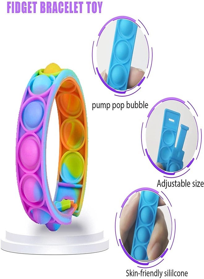 VGRASSP Pop It Fidget Sensory Toys, Stress Relief Silicone Pressure Relieving, Squeeze Novelty Return Gift for Kids, Children and Adults - Color As Per Stock (Wrist Band - Pack of 6) - Image 4