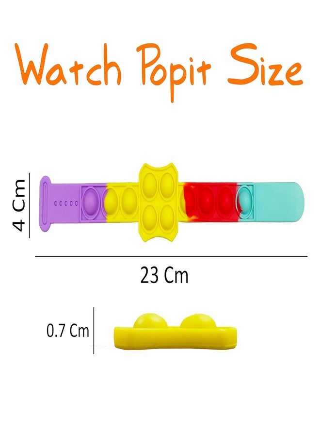 VGRASSP Pop It Fidget Sensory Toys, Stress Relief Silicone Pressure Relieving, Squeeze Novelty Return Gift for Kids, Children and Adults - Color As Per Stock (Wrist Band - Pack of 6) - Image 3