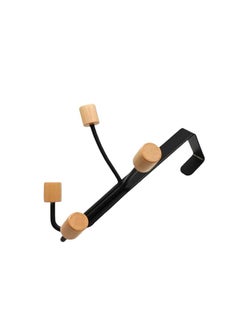 Generic Heavy Duty No Drilling Hook for Hanging Coats and Hats, Multi-Hook Metal Door Hanger with 4 Beads, Easy to Install Iron Hanging Rack, Space Saving Organizer for Coats, Hats, Towels, 20cm  - Image 1