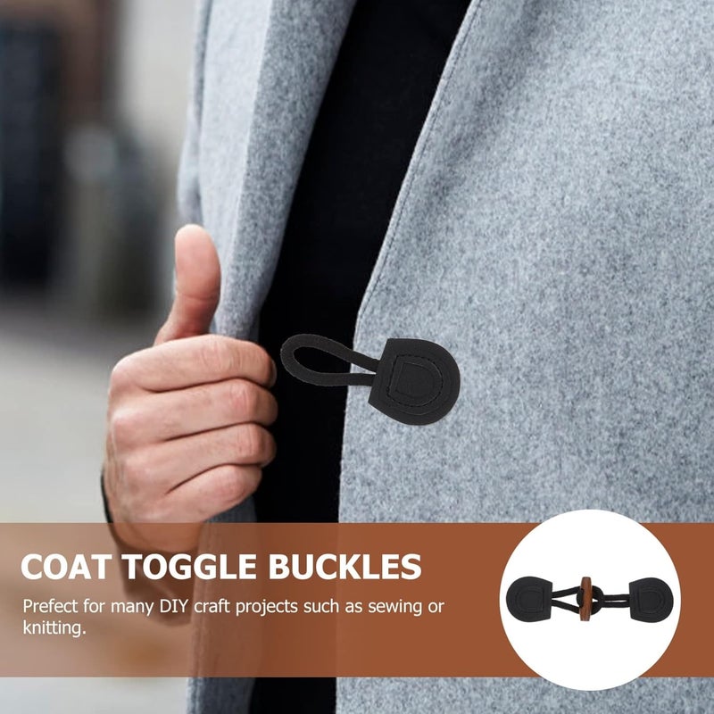 كلاراكو أزرار إغلاق المعطف من كلاركو، 6 أزواج، زر تبديل للملابس، زر تبديل للإغلاق مع قرن خشبي لخياطة المعطف والحرف اليدوية - Image 2