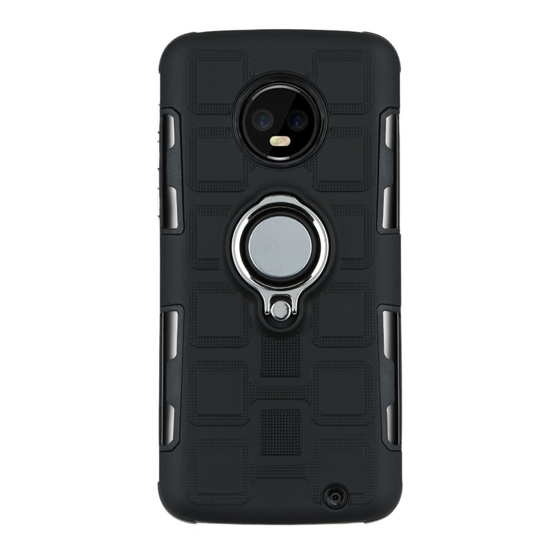 2pcs Hard Phone Case Car Mounting Phone Cover with Finger Holder Shockproof Phone Shell for (Black) - Image 2
