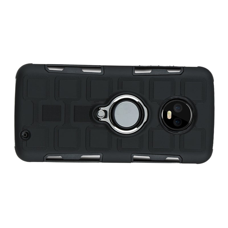 2pcs Hard Phone Case Car Mounting Phone Cover with Finger Holder Shockproof Phone Shell for (Black) - Image 1