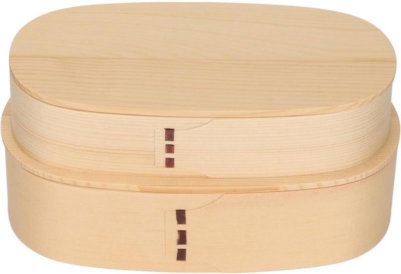 ويوبلز علب بينتو خشبية، علب بينتو يابانية، علبة سوشي خشبية مزدوجة، علبة بينتو محمولة من الخشب المركب للغداء، مناسبة للطلاب والمدارس والتخييم. - Image 1