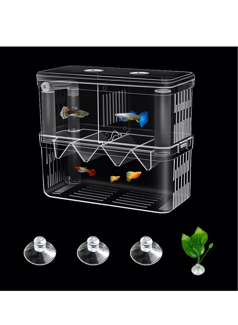 Excefore Large Fish Breeder Box for Aquarium, Fish Tank Acrylic Breeding Box, Isolation Divider Hatching Box for Small Clownfish Shrimp Guppy, Can Connected to Air Pump - Image 1