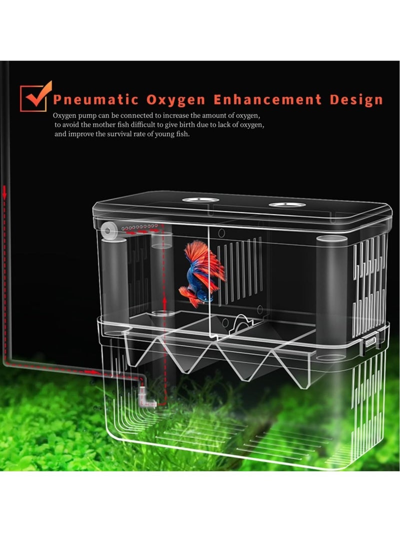 Excefore Large Fish Breeder Box for Aquarium, Fish Tank Acrylic Breeding Box, Isolation Divider Hatching Box for Small Clownfish Shrimp Guppy, Can Connected to Air Pump - Image 5