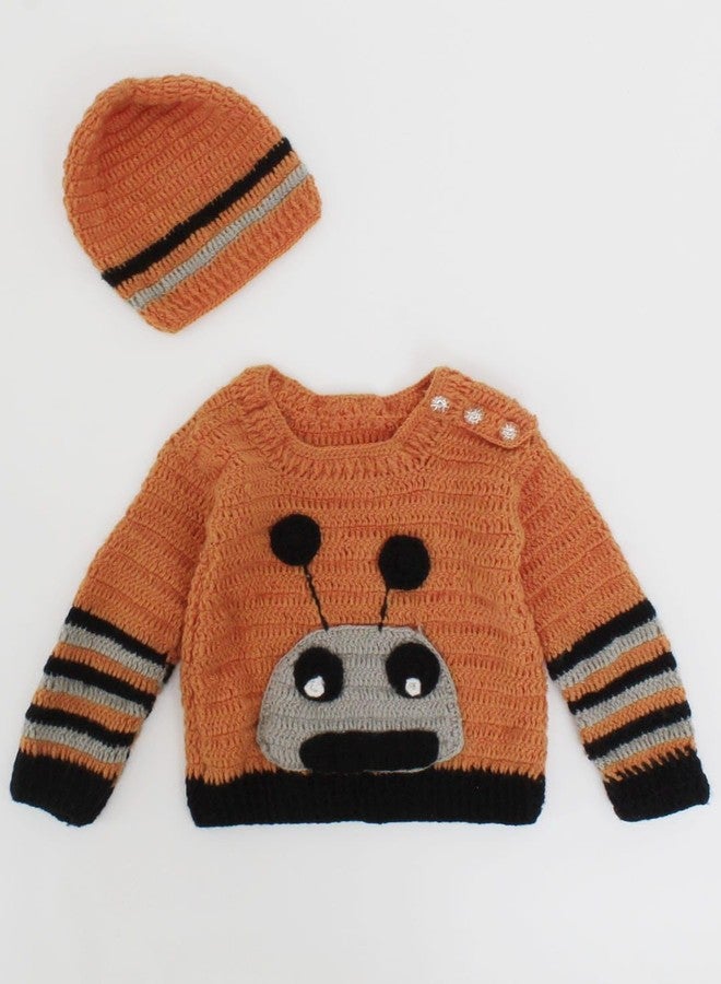 KNIT GEMS Handmade Alain Design Baby Cardigan with Cap | Kids Sweater with caps | Winter wear for New Born Baby | Baby boy Sweater (Mustard Shade) (in, Age, 18 Months, 24 Months, Regular) - Image 4