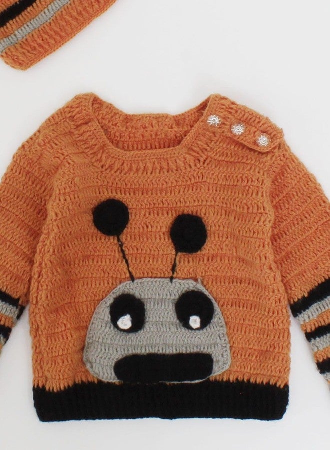 KNIT GEMS Handmade Alain Design Baby Cardigan with Cap | Kids Sweater with caps | Winter wear for New Born Baby | Baby boy Sweater (Mustard Shade) (in, Age, 18 Months, 24 Months, Regular) - Image 5