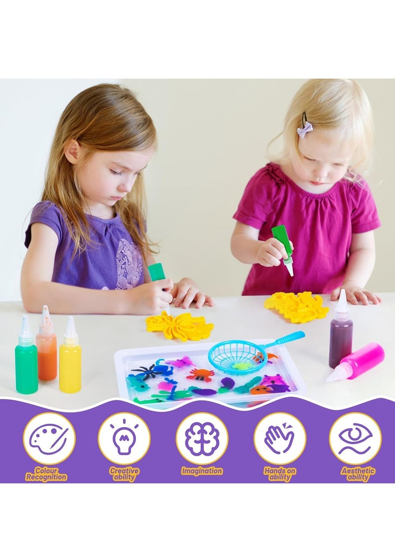 MUMS PLANET - DIY Magic Water Gel Bead Sensory Kids Toys, Magic Water Elf Kit Handmade 3D Aqua Park Set with Double Sided Mold Sea Creatures Colorful Educational  Toys Montessori Toys for Kids 3+ Girls Boys Christmas Birthday Girls - Image 1