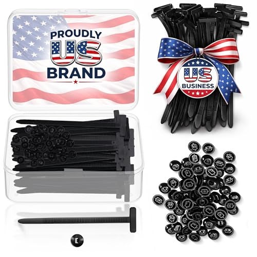Clipra 100 Pcs Nylon Universal Cable Tie Buckles — Heavy-Duty Zip Tie Buckle Clips with Pin & Button Design, Self-Locking, UV Resistant, Easy Install for Car Bumper, Fender & Auto Body Repair - Image 1