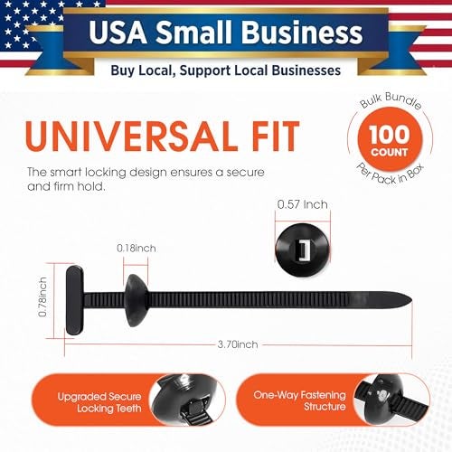 Clipra 100 Pcs Nylon Universal Cable Tie Buckles — Heavy-Duty Zip Tie Buckle Clips with Pin & Button Design, Self-Locking, UV Resistant, Easy Install for Car Bumper, Fender & Auto Body Repair - Image 2