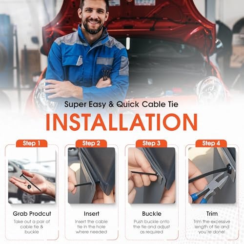 Clipra 100 Pcs Nylon Universal Cable Tie Buckles — Heavy-Duty Zip Tie Buckle Clips with Pin & Button Design, Self-Locking, UV Resistant, Easy Install for Car Bumper, Fender & Auto Body Repair - Image 3